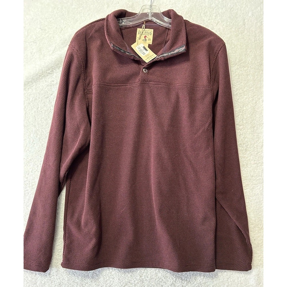 Red Head Brand Co. 1/4 Button Sweater Wine Men's Medium Pullover (HU)